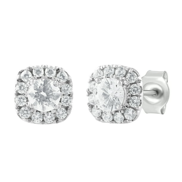 1.00CT Brilliant Created Diamond Halo Stud Earrings 14k White Gold Round Cut 1.00CT Brilliant Created Diamond Halo Stud Earrings 14k White Gold Round Cut